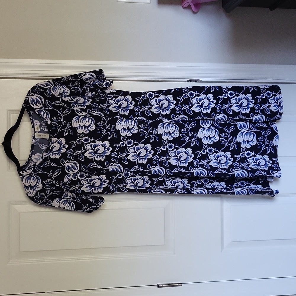 Tacera Navy Floral Flowy Short Dress M Medium